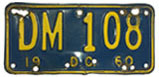 1959 (exp. 3-31-60) motorcycle dealer plate no. DM108