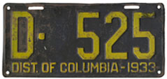 1933 Dealer plate no. D-525