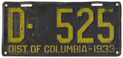 1933 Dealer plate no. D-525