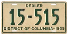 1935 Dealer plate no. 15-515