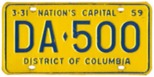 1958 (exp. 3-31-59) Dealer plate no. DA-500