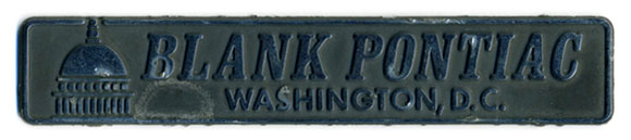 Blank Pontiac identification plate