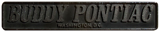 Buddy Pontiac identification plate