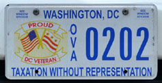 D.C. Veteran plate no. OVA 0202