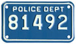 undated (1981) police motorcycle plate no. 81492