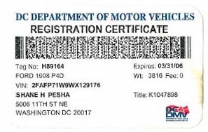 Expires March 2006 registration certificate