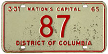 1964 Reserved plate no. 87