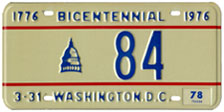 1977 reserved plate no. 84