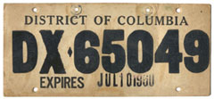 1960 Dealer-Issued Temporary plate no. DX-65049