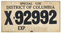 1962 Special Use temporary plate no. X-92992, expires 6-22-1962