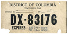 1963 Dealer-Issued Temporary plate no. DX-83176
