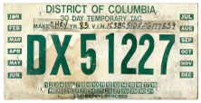1990s style (undated) Temporary plate no. DX-51227