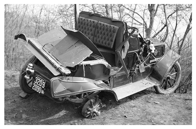 Early vehicle involved in an accident.