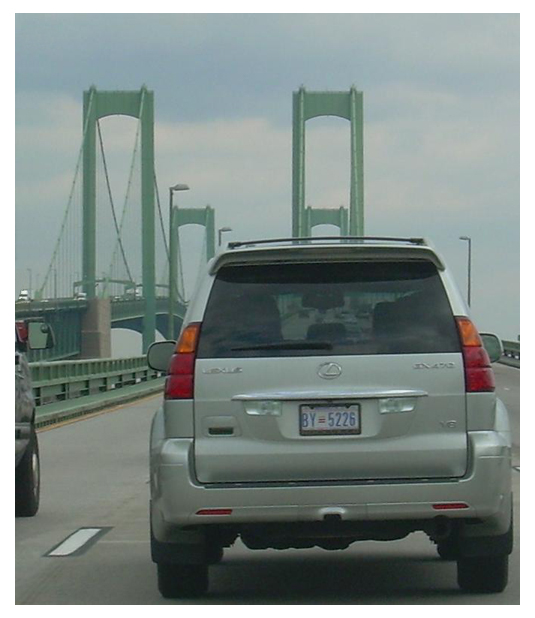Lexus crossing the Delaware Memorial Bridge