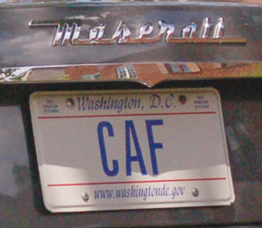 D.C. personalized plate CAF