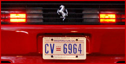 Current Washington, D.C. auto plate on a Ferrari