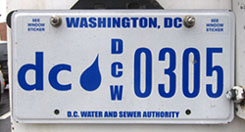 2011 base DC Water and Sewer Authority plate no. 305