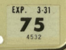 1974 (exp. 3-31-75) sticker, black on white