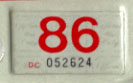 1985 (expires 1986) sticker, red on white