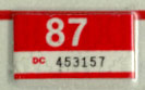 1986 (expires 1987) sticker, white on red