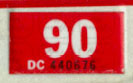 1989 (expires 1990) sticker, white on red