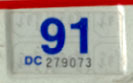 1990 (expires 1991) sticker, blue on white