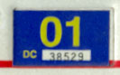 2000 (expires 2001) sticker, yellow on blue
