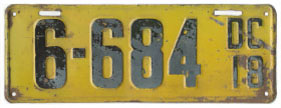 1918 Passenger plate no. 6-684