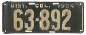 1924 Passenger plate no. 63-892