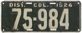 1924 Passenger plate no. 75-984