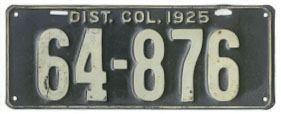 1925 Passenger plate no. 64-876