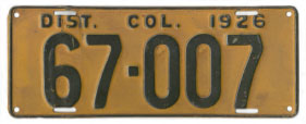 1926 Passenger plate no. 67-007