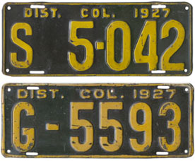 1927 plates numbered S 5-042 and G-5593