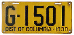 1930 Passenger plate no. G-1501
