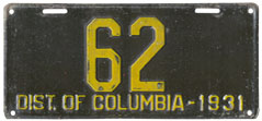1931 Passenger plate no. 62