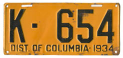 1934 Passenger plate no. K-654