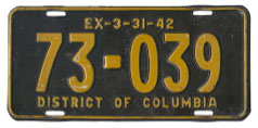 1941 Passenger plate no. 73-039
