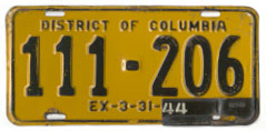 1942 Passenger plate no. 111-206 validated for 1943