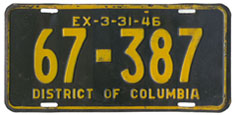 1945 (exp. 3-31-46) Passenger plate no. 67-387