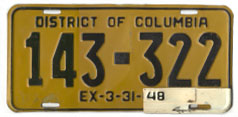 1946 Passenger plate no. 143-322 validated for 1947