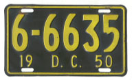 1950 Passenger plate no. 6-6635