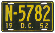 1952 Passenger plate no. N-5782