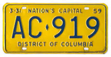 1958 Passenger plate no. AC-919
